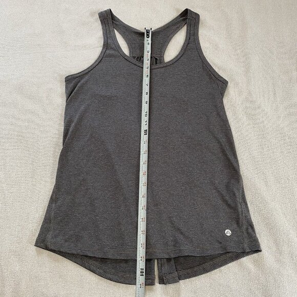 Apana Women’s Large Tie Back Tank Top Gray Striped Racerback Activewear Yoga - Picture 6 of 11